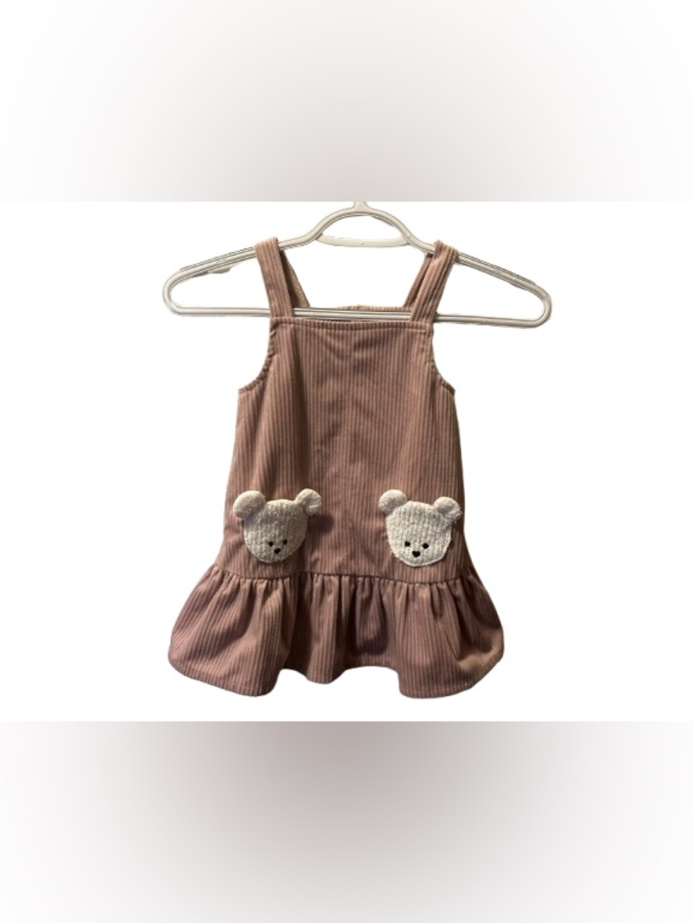 Rare Editions Pink Corduroy Bear Pocket Dress – 24M
